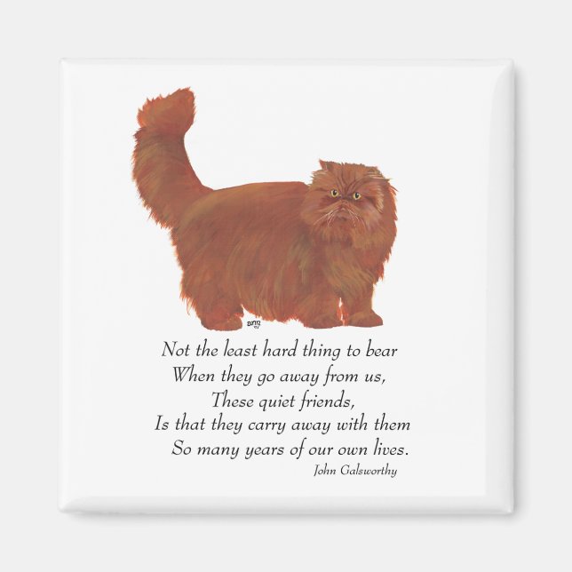 Red Persian Cat Rainbow Bridge Magnet (Framsidan)