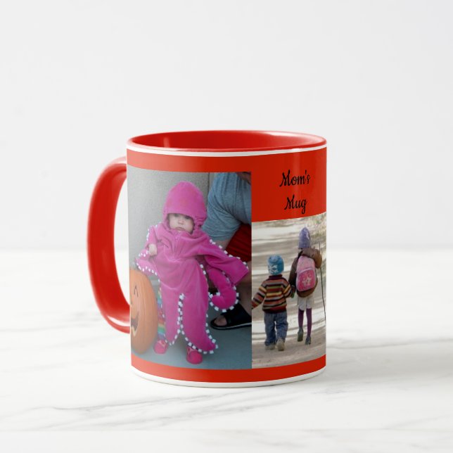 Red Personalize 3 PHOTO MMPLATE Gift Coffee Mugg (Framsida vänster)