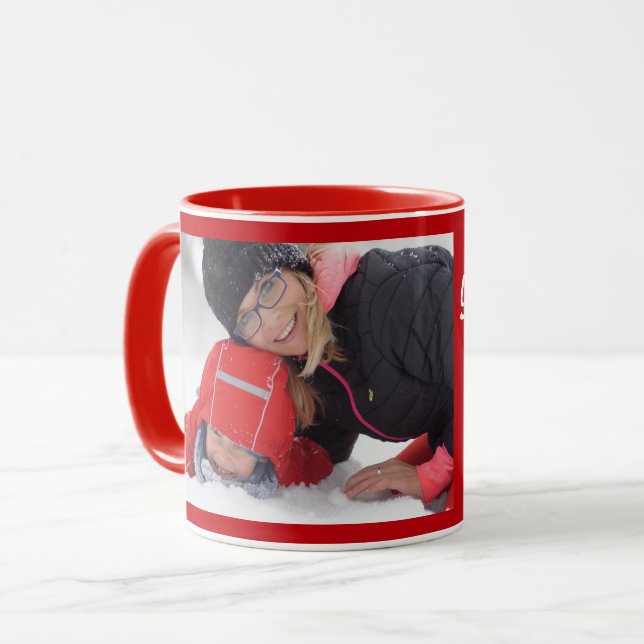 Red Personalize Photo Template Gift Coffee Mugg (Framsida vänster)