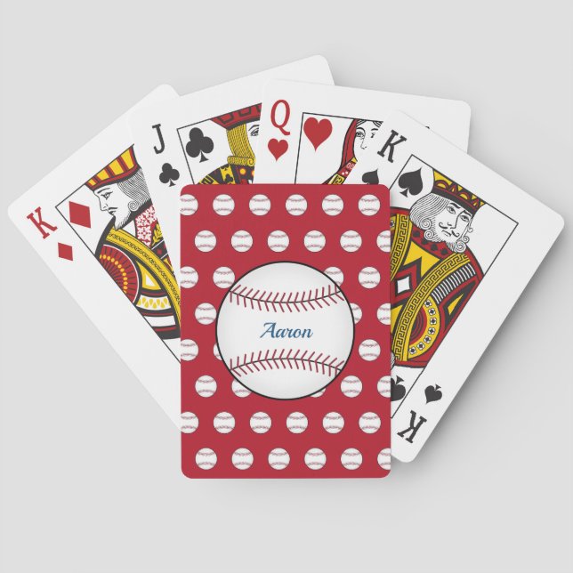 Red Personalized Baseball Classic Playing Cards Casinokort (Baksidan)