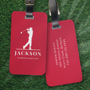 Red Personlig Monogram Golfer Bagagebricka