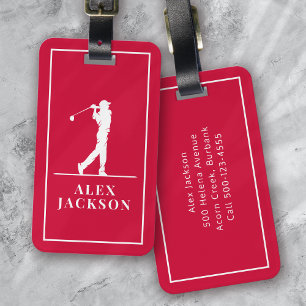 Red Personlig Monogram Golfer Bagagebricka