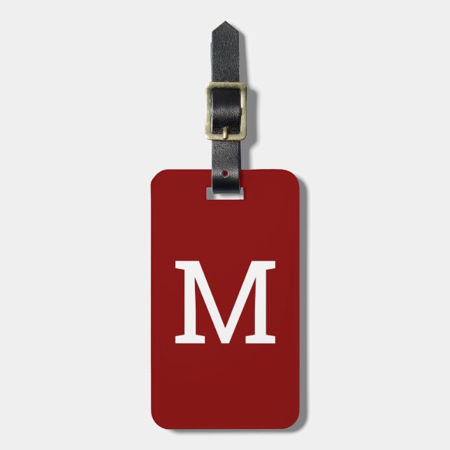 Red Personlig Monogram Initial Luggage Tag Bagagebricka (Vertikal Framsida)