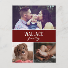 Red Personlig Photo Collage jul Vykort