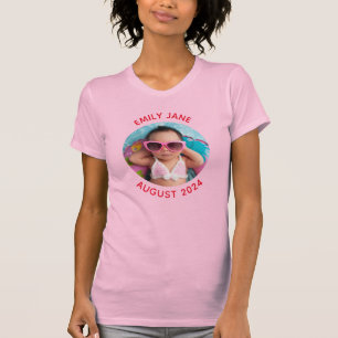 Red Personlig Round Family Photo T Shirt