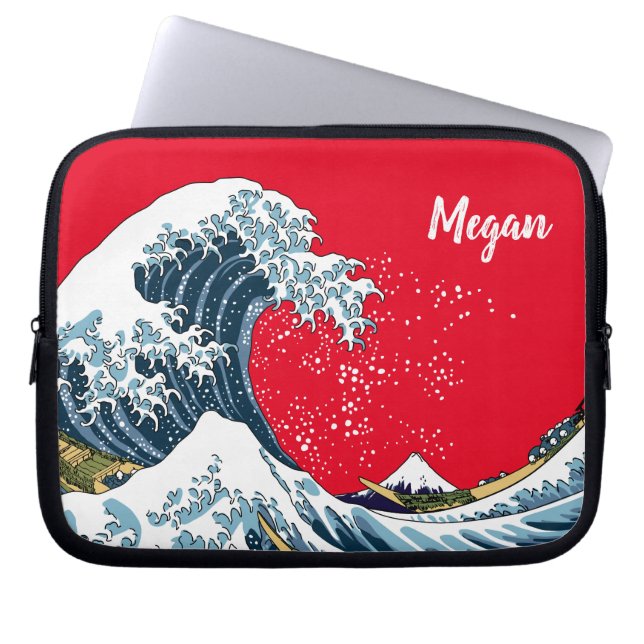 Red Personlig Underbar Wave av Kanagawa Laptop Fodral (Framsidan)