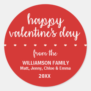 Red Personlig Valentine Sticker med hearts Runt Klistermärke