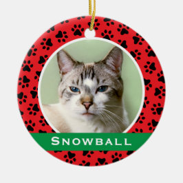 Red Pet Tass avtryck Personlig Cat Namn Photo Julgransprydnad Keramik