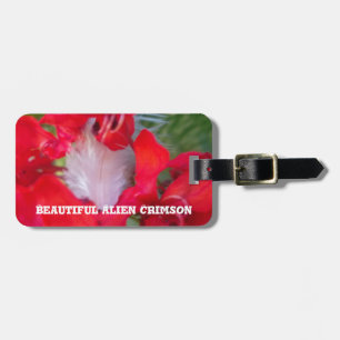 Red Petal Feather Art Skriv ut Bagagebricka