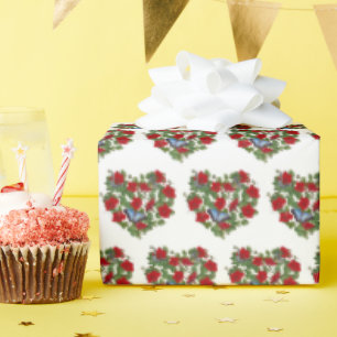 Red Petunia Heart med blå fjäril Presentpapper