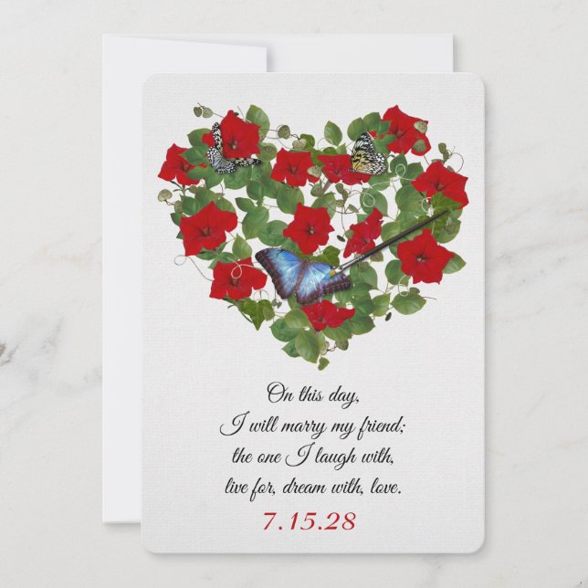Red Petunia och Ivy Wedding Inve Inbjudningar (Framsida)