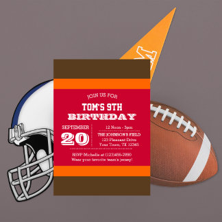Red Pewter Orange Team Birthday-inbjudan Inbjudningar