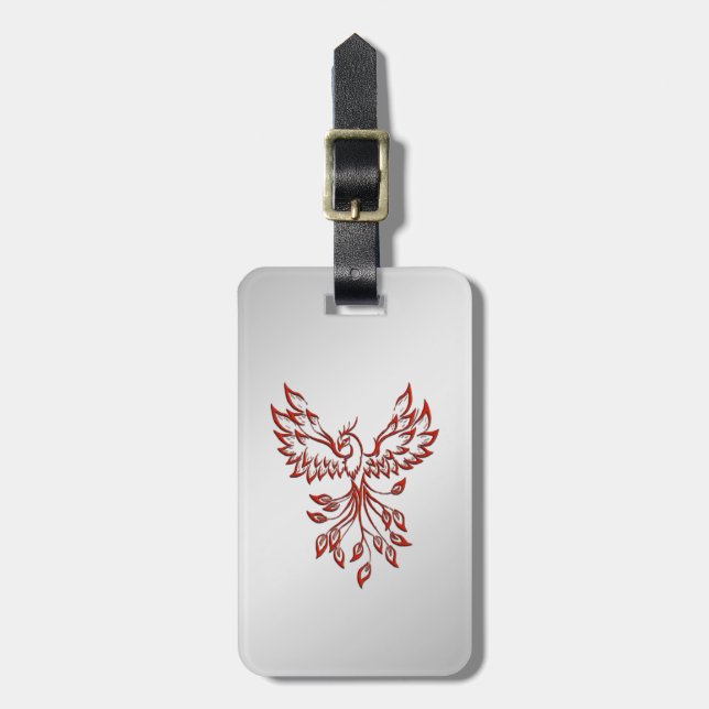 Red Phoenix Rises Silver Bagagebricka (Vertikal Framsida)