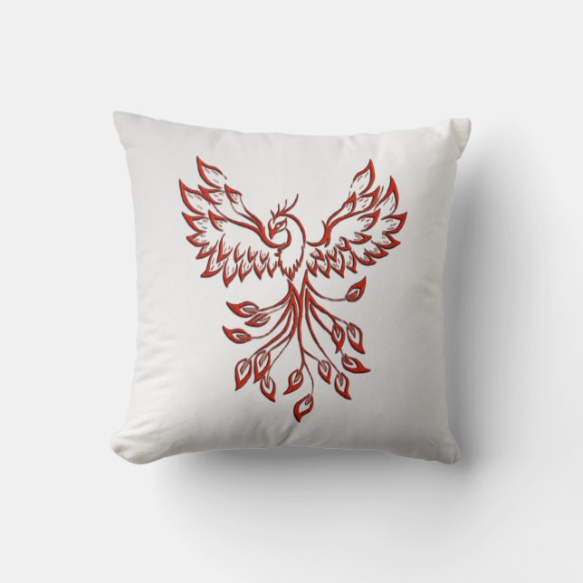 Red Phoenix Rises Silver Kudde (Framsida)