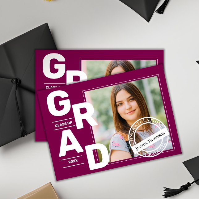 Red Photo Class of 2025 Studenten annons Inbjudningar (Red Photo Class of 2025 Graduation Announcement)