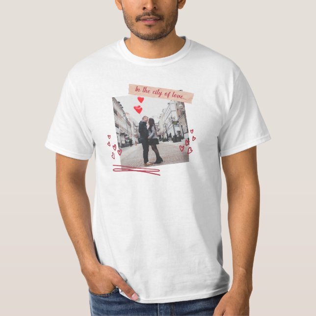 Red Photo General Audience Valentine Day T-Shirt (Framsida)