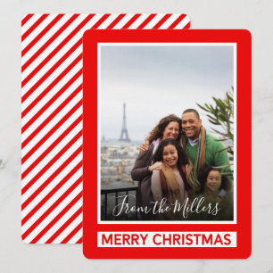 Red Photo God jul Modern Diagonal Linjer Julkort