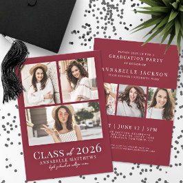 Red Photo Graduation Party Invitation Inbjudningar