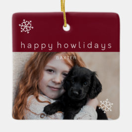 Red Photo Hund i Lycklig Howlidays Julgransprydnad Keramik