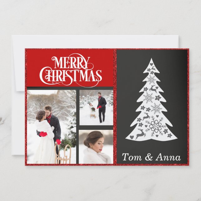 Red Photo jul Card Julkort (Framsida)