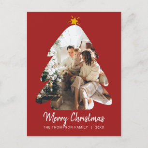 Red Photo Julgran God jul-skript Vykort