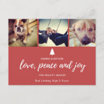 Red Photo Kärlek Peace and Joy jul Postcard