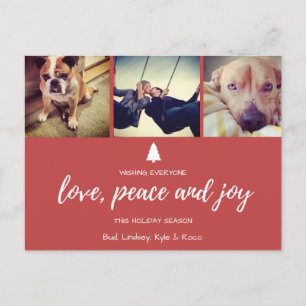 Red Photo Kärlek Peace and Joy jul Postcard Helg Vykort