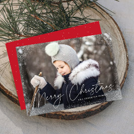 Red Photo Modern God jul Snö Flurries Julkort