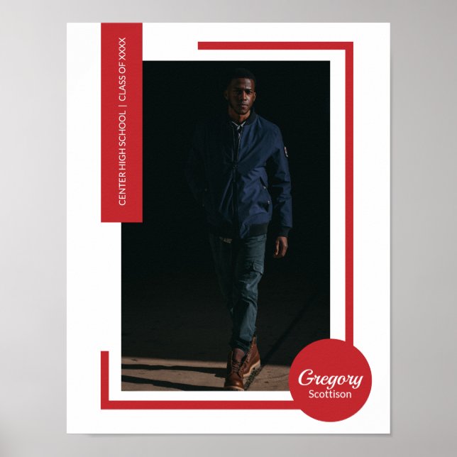 Red Photo Modern Studenten Poster (Framsidan)