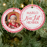 Red Photo Santa's Nicelista Julgransprydnad Keramik<br><div class="desc">Anpassa den här utsmyckningen med ditt eget foto och namn om du vill ha en personlig till träd. Färg kan ändras med hjälp av knappen "Anpassa det" ovan.</div>