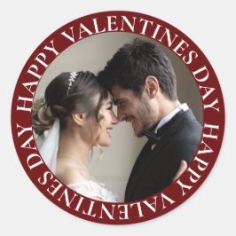 Red Photo Valentine Day, enkel Mörk Runt Klistermärke