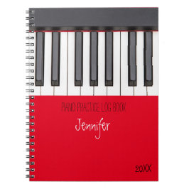 Red Piano Practice Log Bok Anteckningsbok