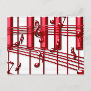 RED PIANO TANGENTBORD VYKORT