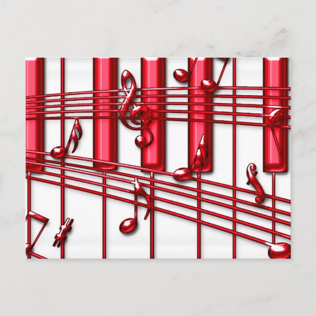 RED PIANO TANGENTBORD VYKORT (Framsida)