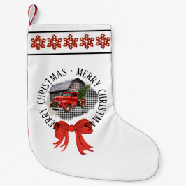 Red Pick Up Truck Christmas Stocking Liten Julstrumpa