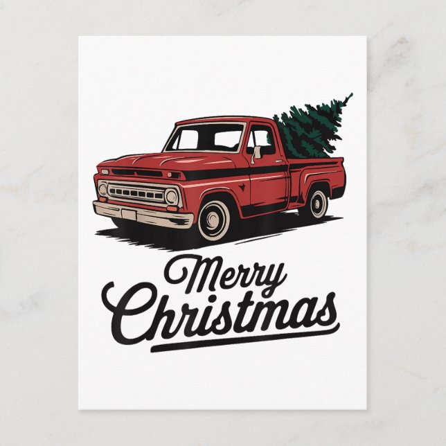 Red Pickupa Lastbil Julgran Vintage jul Tilläggskort (Framsida)