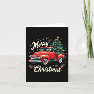 Red Pickupare Lastbil God jul Träd Winter Holid Kort