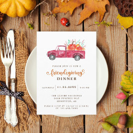Red Pickupare Lastbil Pumpkin Friendsgiving-Elegan Inbjudningar