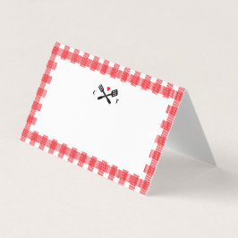 Red Picnic Play I Do BBQ Place Cards Visitkort