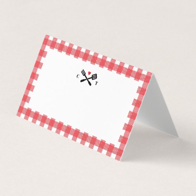 Red Picnic Play I Do BBQ Place Cards Visitkort (Framsida)