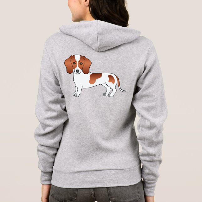 Red Piebald Kort Hair Dachshund Cute Tecknad hund T Shirt (Baksida)