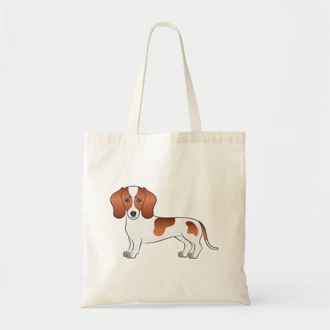 Red Piebald Kort Hair Dachshund Cute Tecknad hund Tygkasse (Framsidan)