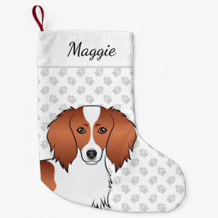 Red Piebald Long Hair Dachshund Tecknad hund Head Liten Julstrumpa