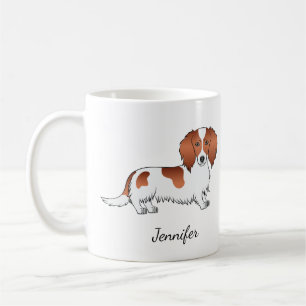 Red Piebald Long Hair Dachshund Tecknad hund & Nam Kaffemugg