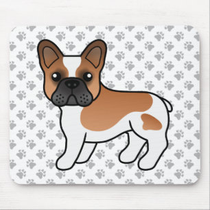 Red Pied Fransk Bulldog Cute Tecknad hund Musmatta