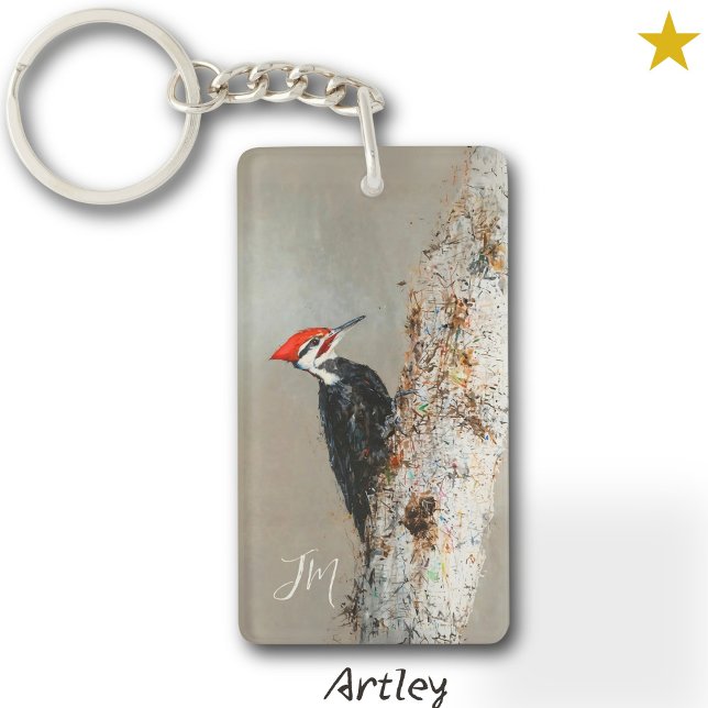Red Pileated Woodpecker Bird Painting Initialer (Skapare uppladdad)