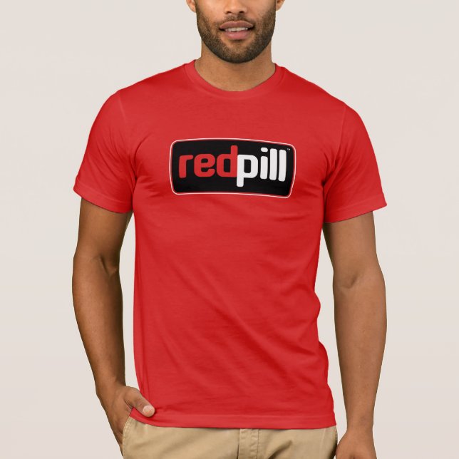 Red Pill™ Text Black Logotyp Bella Canvas T-Shirt (Framsida)