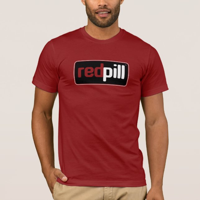Red Pill™ Text Black Logotyp Bella Canvas T-Shirt (Framsida)