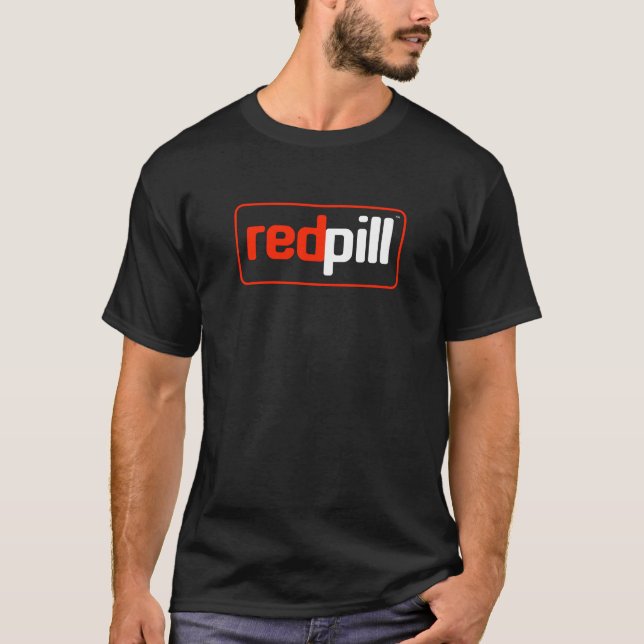 Red Pill™ Text Black Logotyp T-Shirt (Framsida)