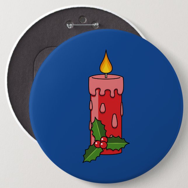 Red Pillar Candle jul med Holly Knapp (Framsida & baksida)